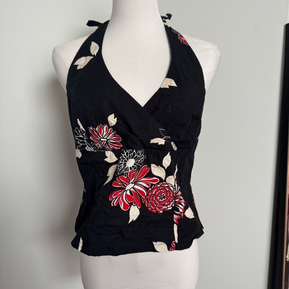 Y2k vintage Floral Halter Neck Top tie up tropical beach goth 10 - Picture 2 of 6